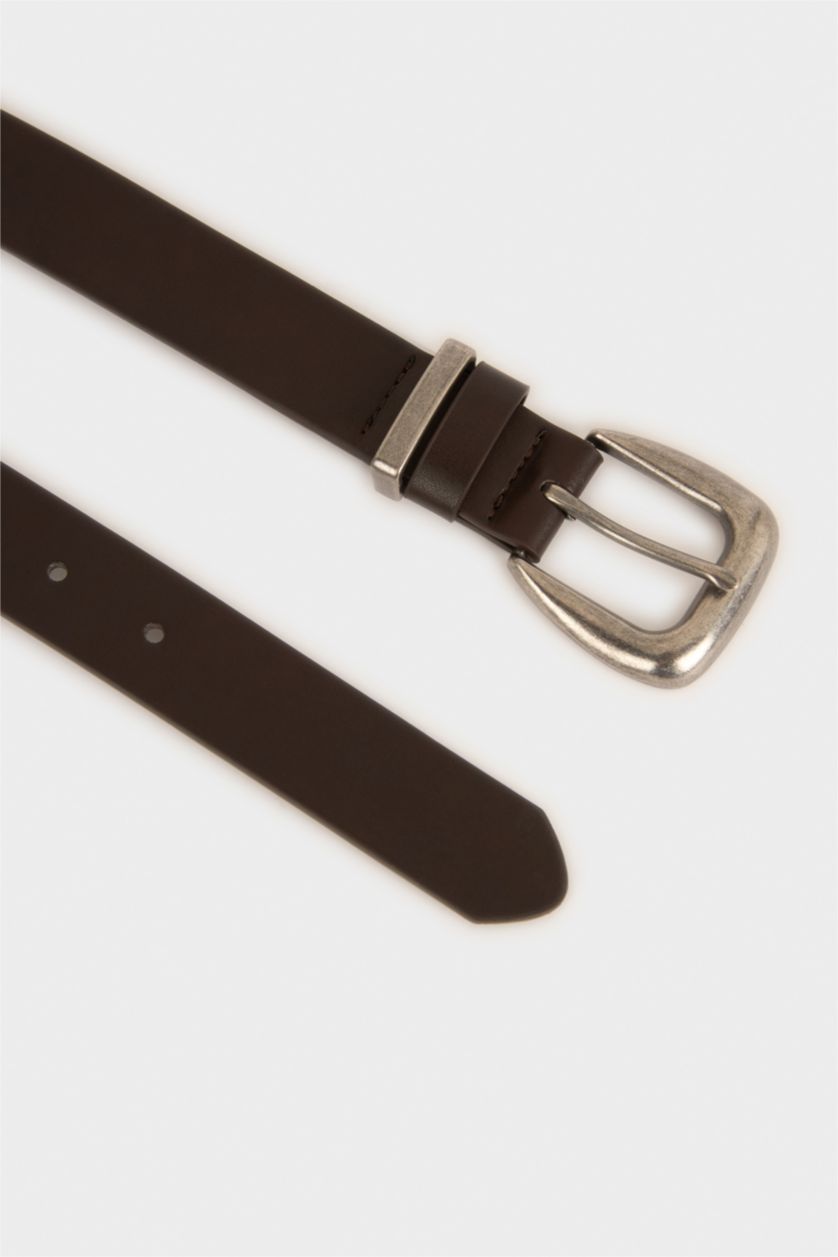 MAN Dark Brown Man Rectangle Clasp Faux Leather