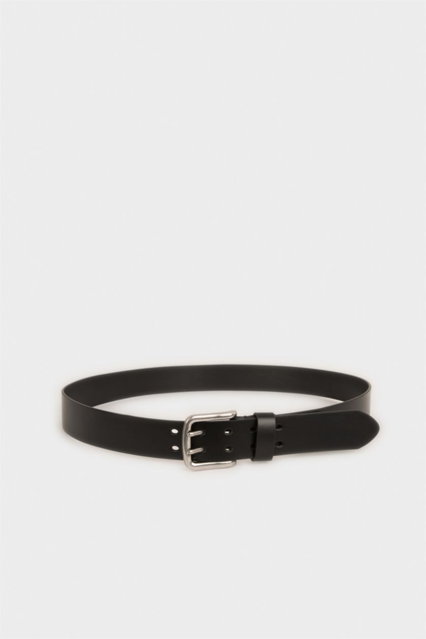 MAN Black Man Rectangle Clasp Faux Leather