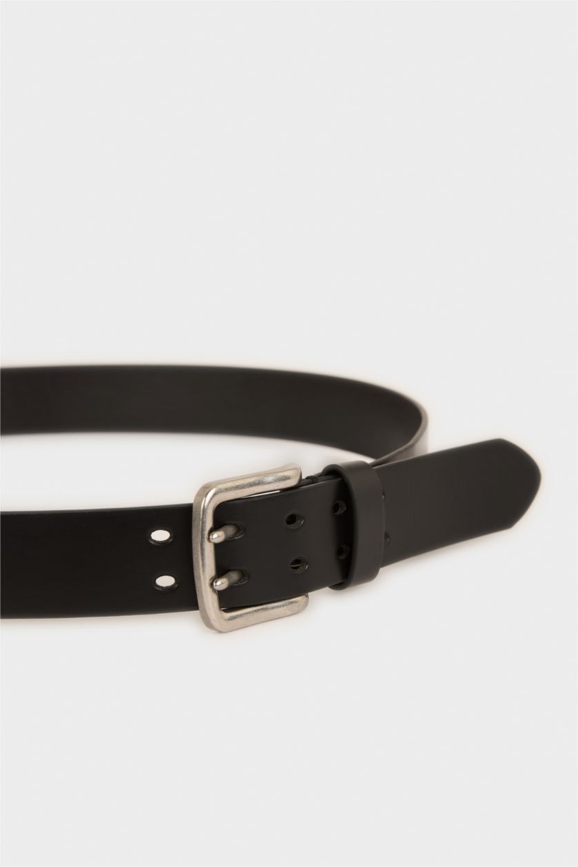 MAN Black Man Rectangle Clasp Faux Leather