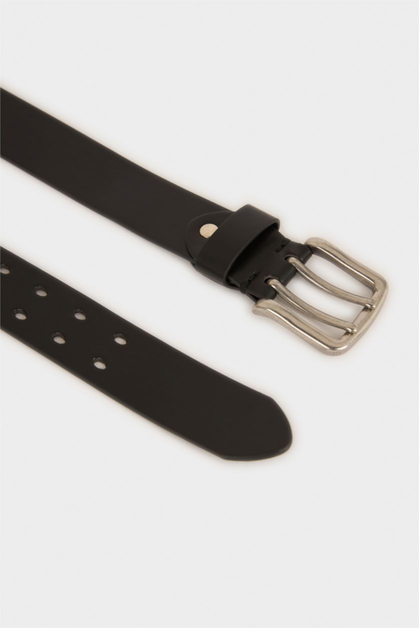 MAN Black Man Rectangle Clasp Faux Leather