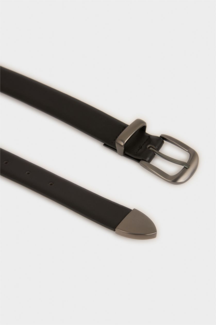 MAN Black Man Rectangle Clasp Faux Leather