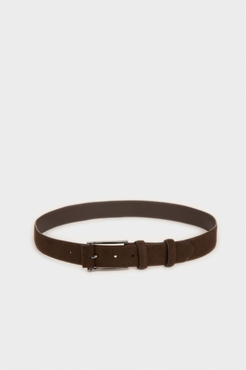MAN Dark Brown Man Rectangle Clasp Faux Leather