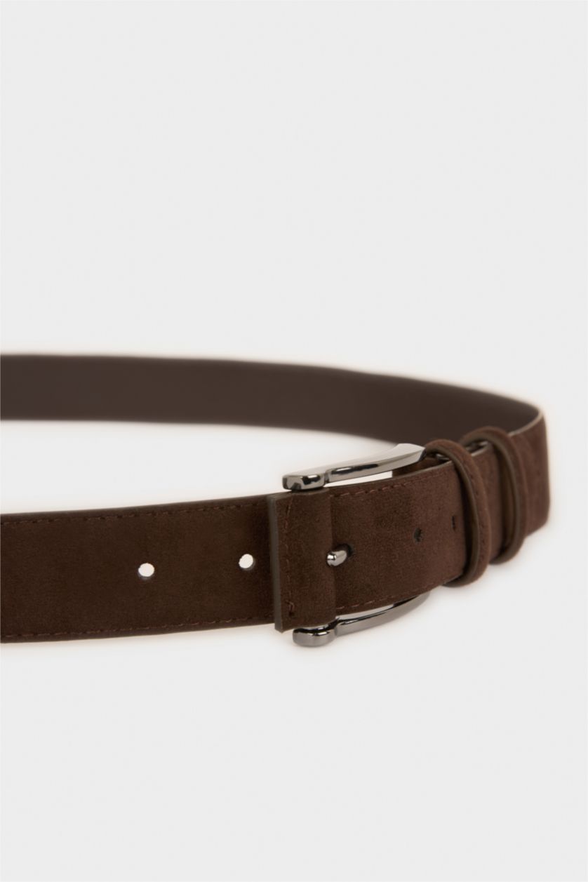 MAN Dark Brown Man Rectangle Clasp Faux Leather