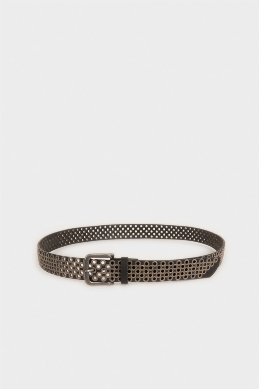 Erkek Siyah Erkek Dikdörtgen Toka Suni Deri Günlük Kemer