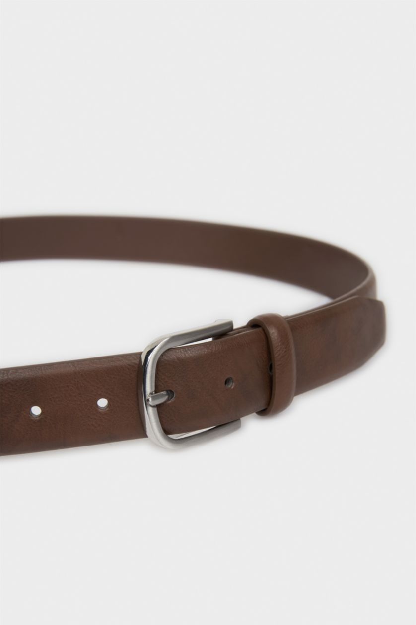 Erkek Kahve Erkek Dikdörtgen Toka Suni Deri Klasik Kemer