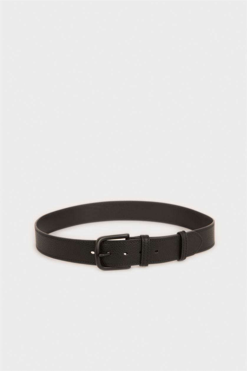 MAN Black Man Rectangle Clasp Faux Leather