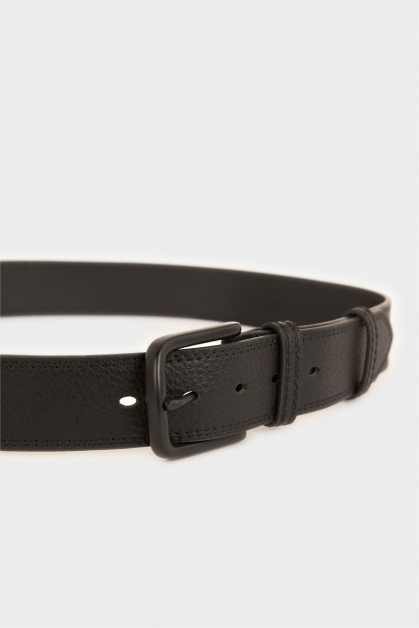 MAN Black Man Rectangle Clasp Faux Leather