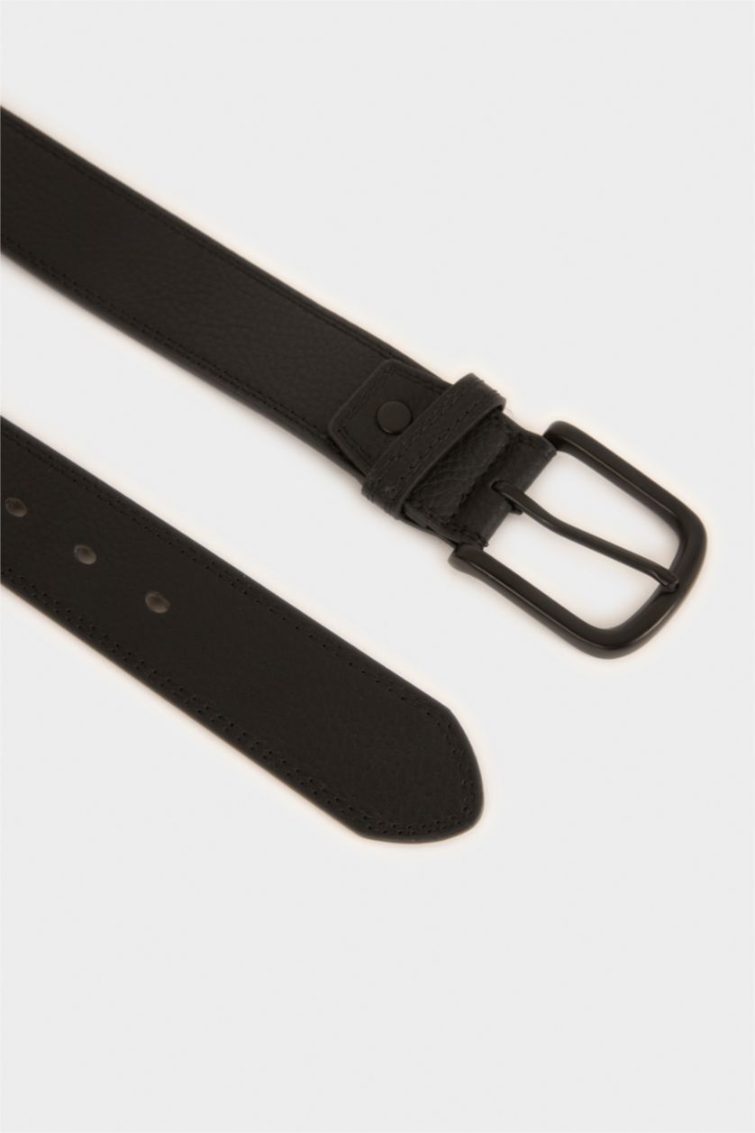 MAN Black Man Rectangle Clasp Faux Leather