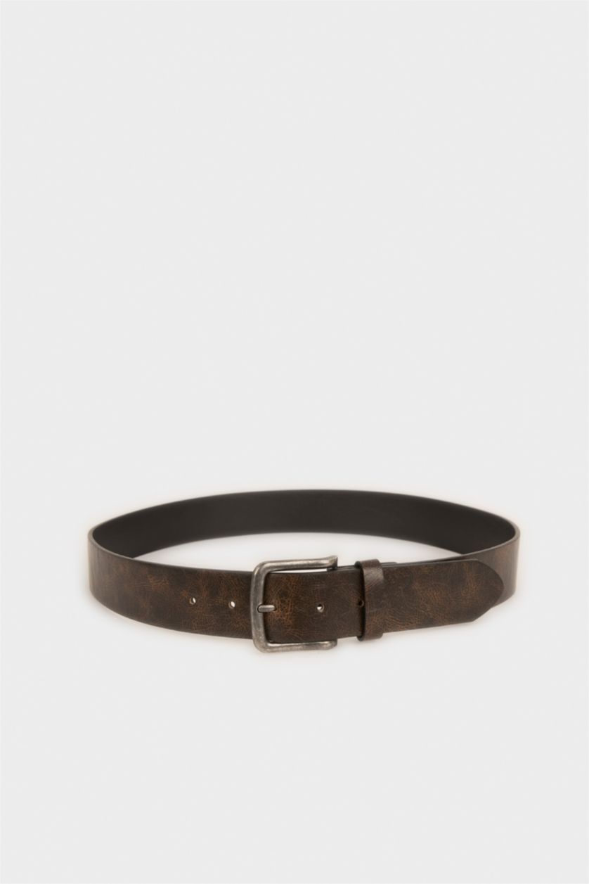MAN Brown Man Rectangle Clasp Faux Leather