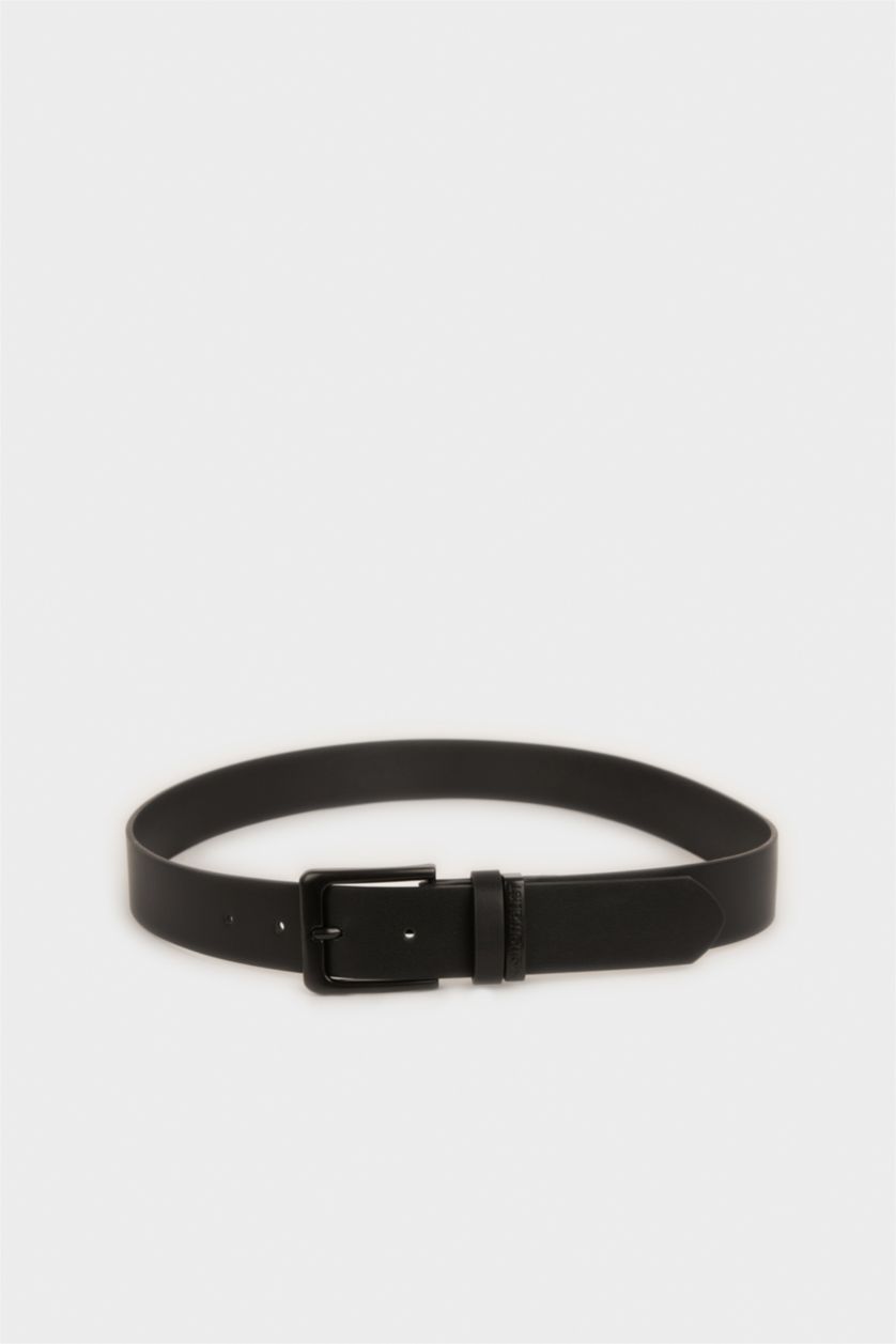 MAN Black Man Rectangle Clasp Faux Leather Classic Belt