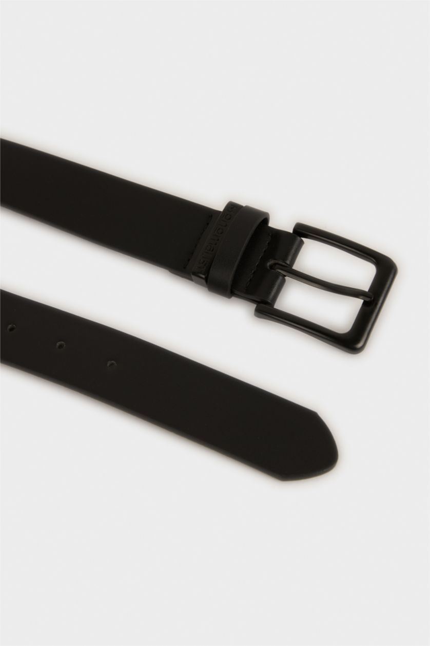 MAN Black Man Rectangle Clasp Faux Leather Classic Belt