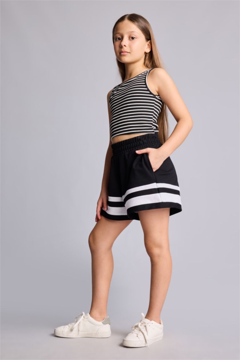 FILLES Noir Short en piqué pour fille