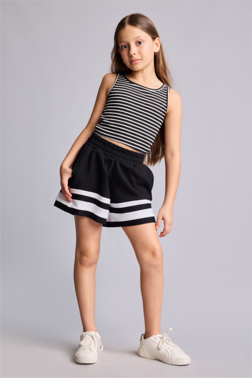 FILLES Noir Short en piqué pour fille