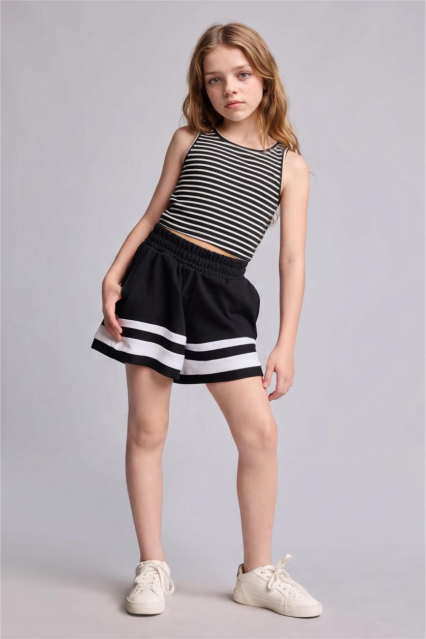 FILLES Noir Short en piqué pour fille