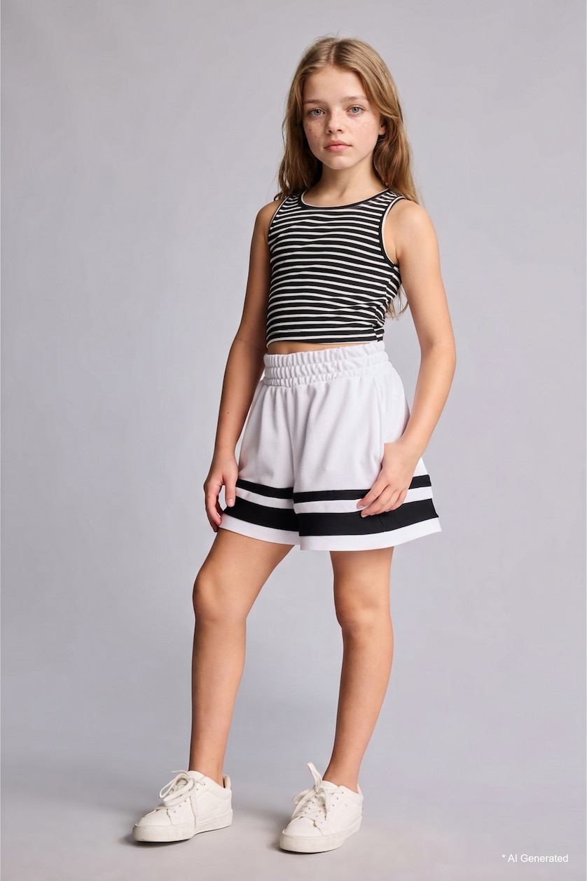 GIRLS & TEENS White Girl Pique Shorts