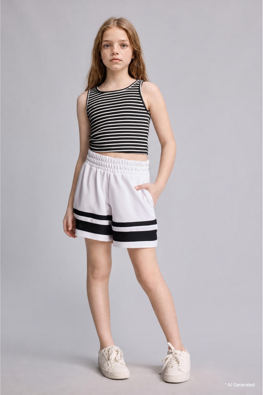 GIRLS & TEENS White Girl Pique Shorts