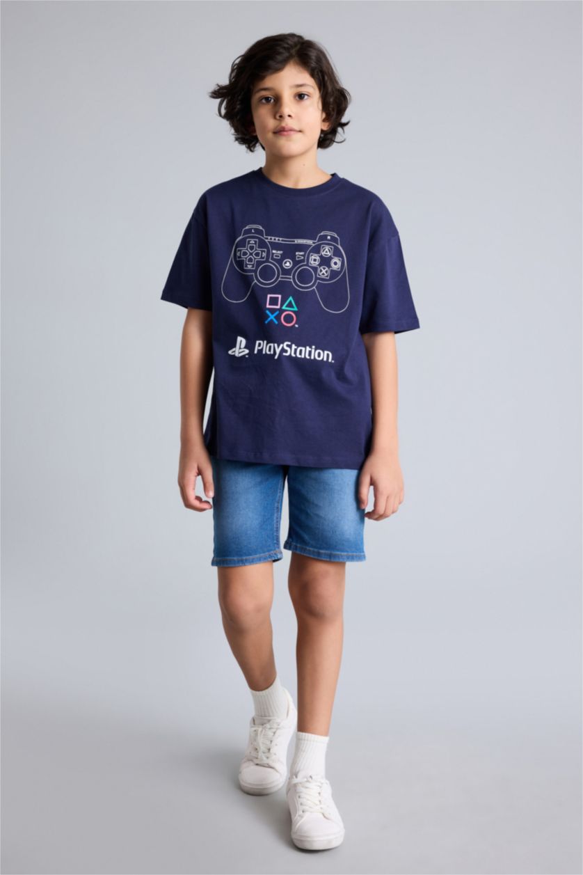 Erkek Çocuk - Genç Erkek Lacivert PlayStatıon Oversıze Tişört Erkek Çocuk