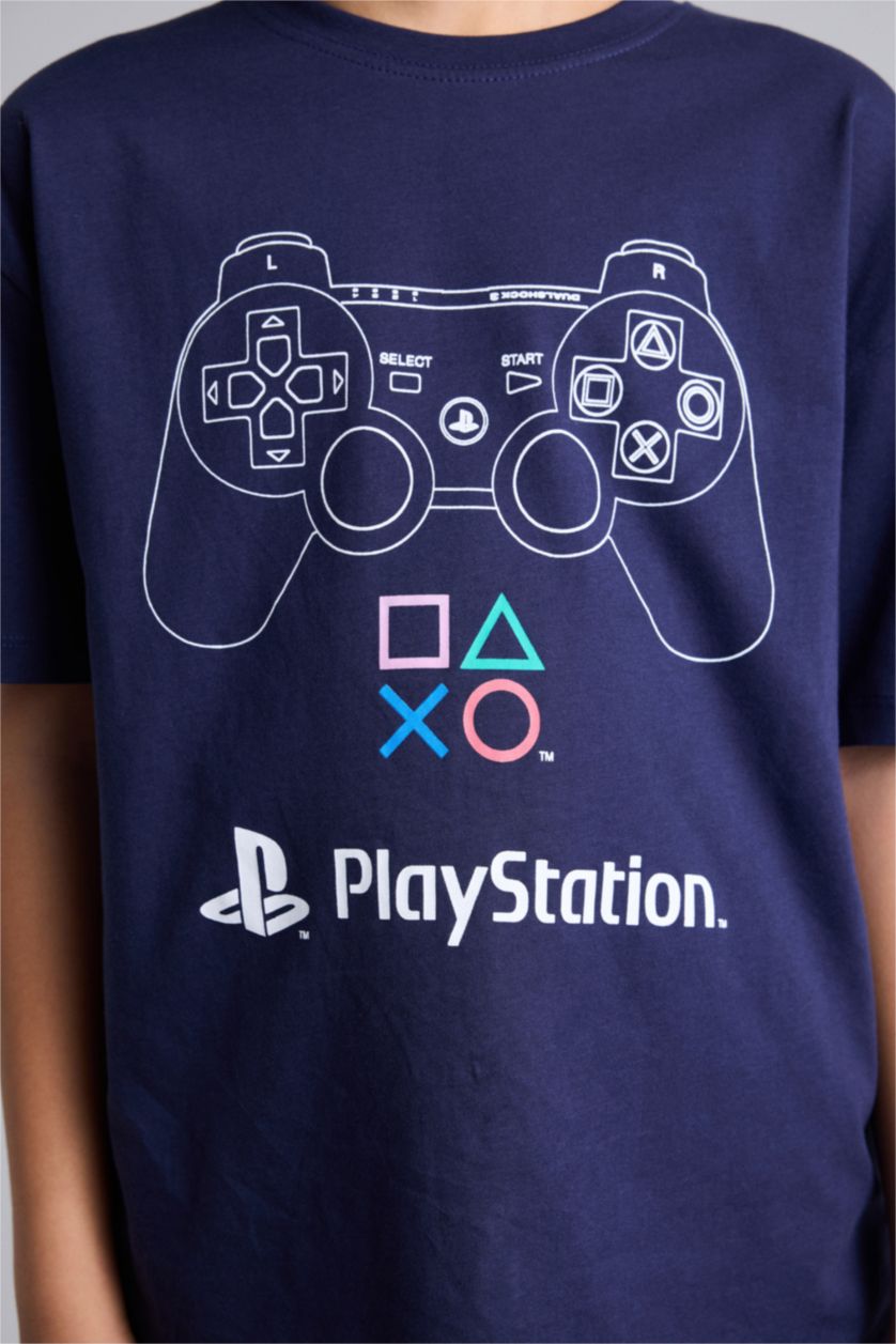 Erkek Çocuk - Genç Erkek Lacivert PlayStatıon Oversıze Tişört Erkek Çocuk