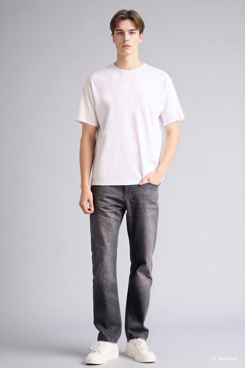 Men Black Straight Fit Trousers