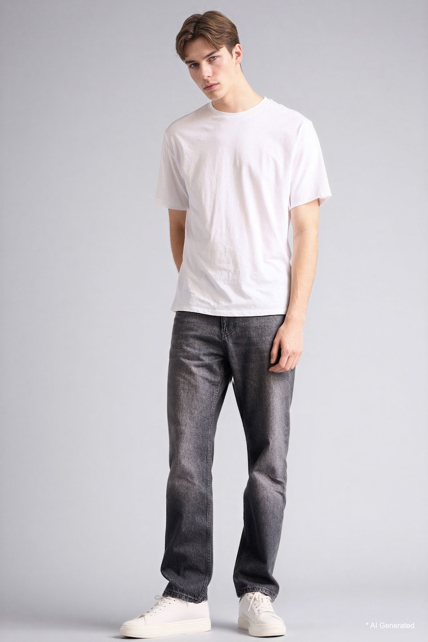 Men Black Straight Fit Trousers