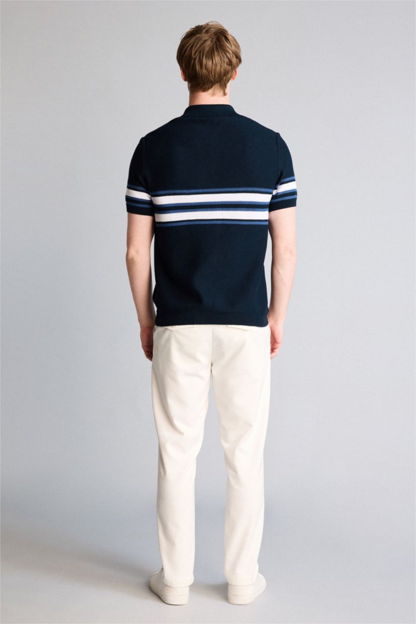 رجالي كحلي تيشيرت بولو قطن