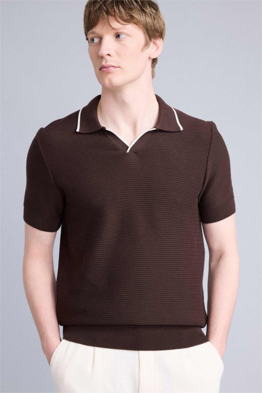 رجالي بني Man Short Sleeve Polo T-Shirt