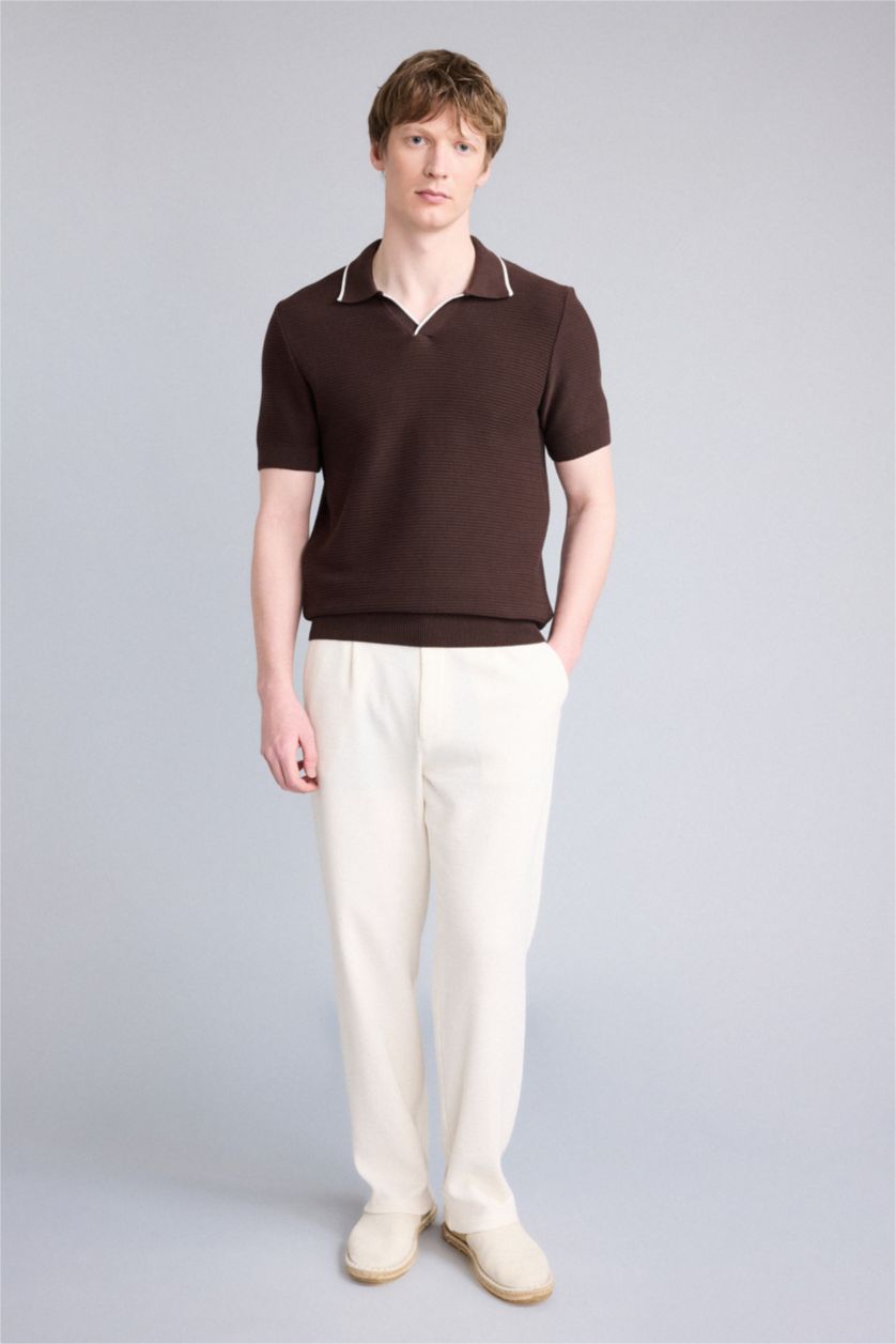 رجالي بني Man Short Sleeve Polo T-Shirt