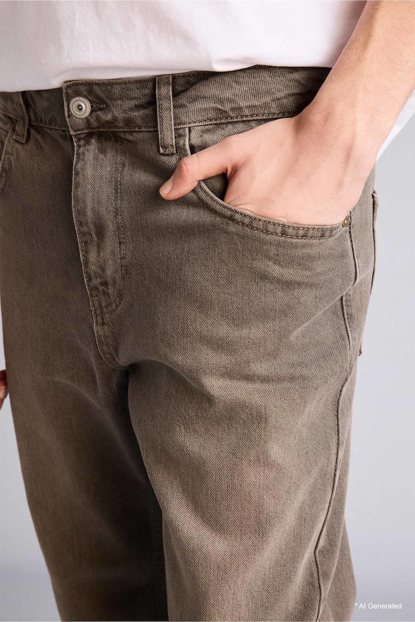 Erkek Açık Kahve Straight Fıt Jean
