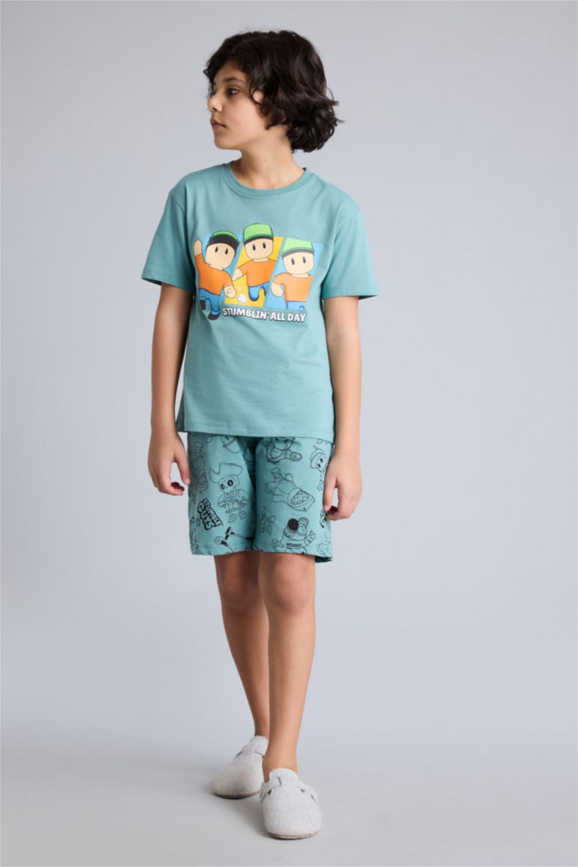 Erkek Çocuk - Genç Erkek Açık Yeşil Stumble Guys 2'li Pijama Takımı Erkek Çocuk