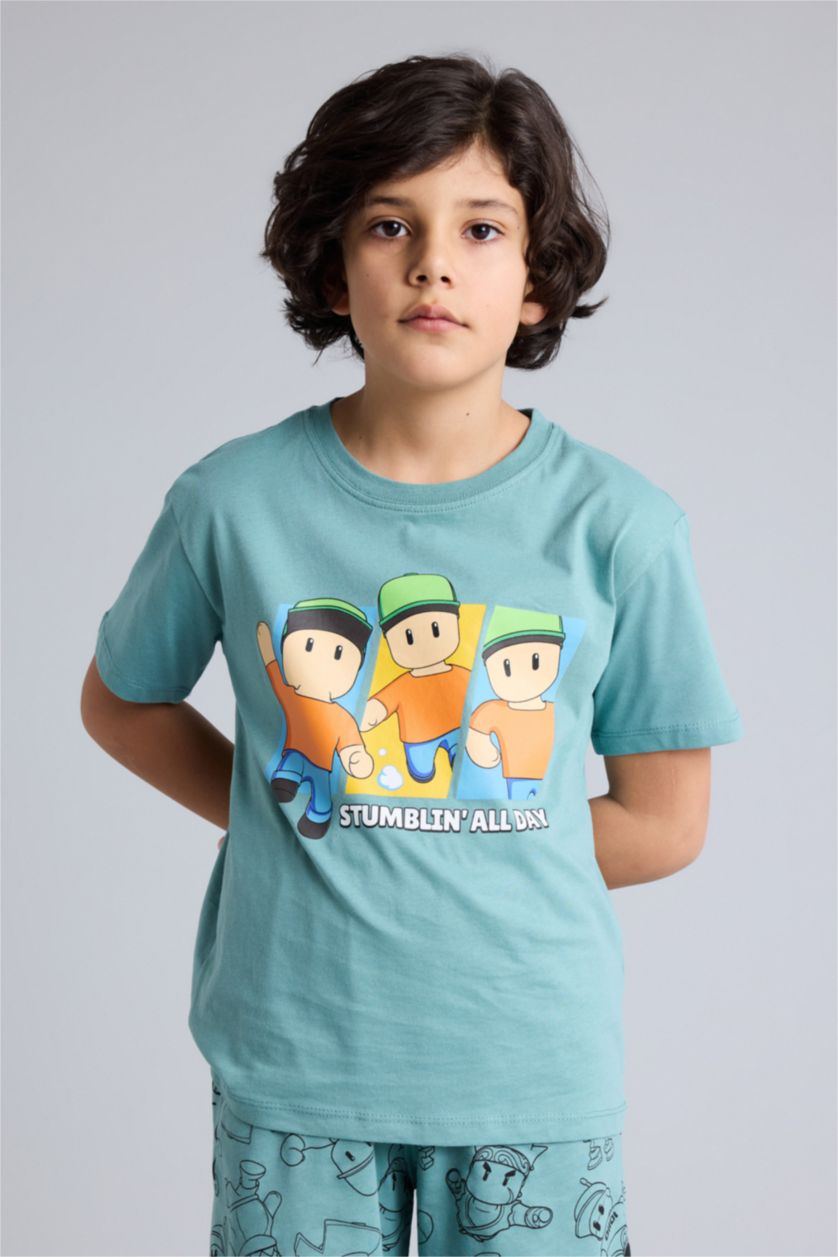 Erkek Çocuk - Genç Erkek Açık Yeşil Stumble Guys 2'li Pijama Takımı Erkek Çocuk