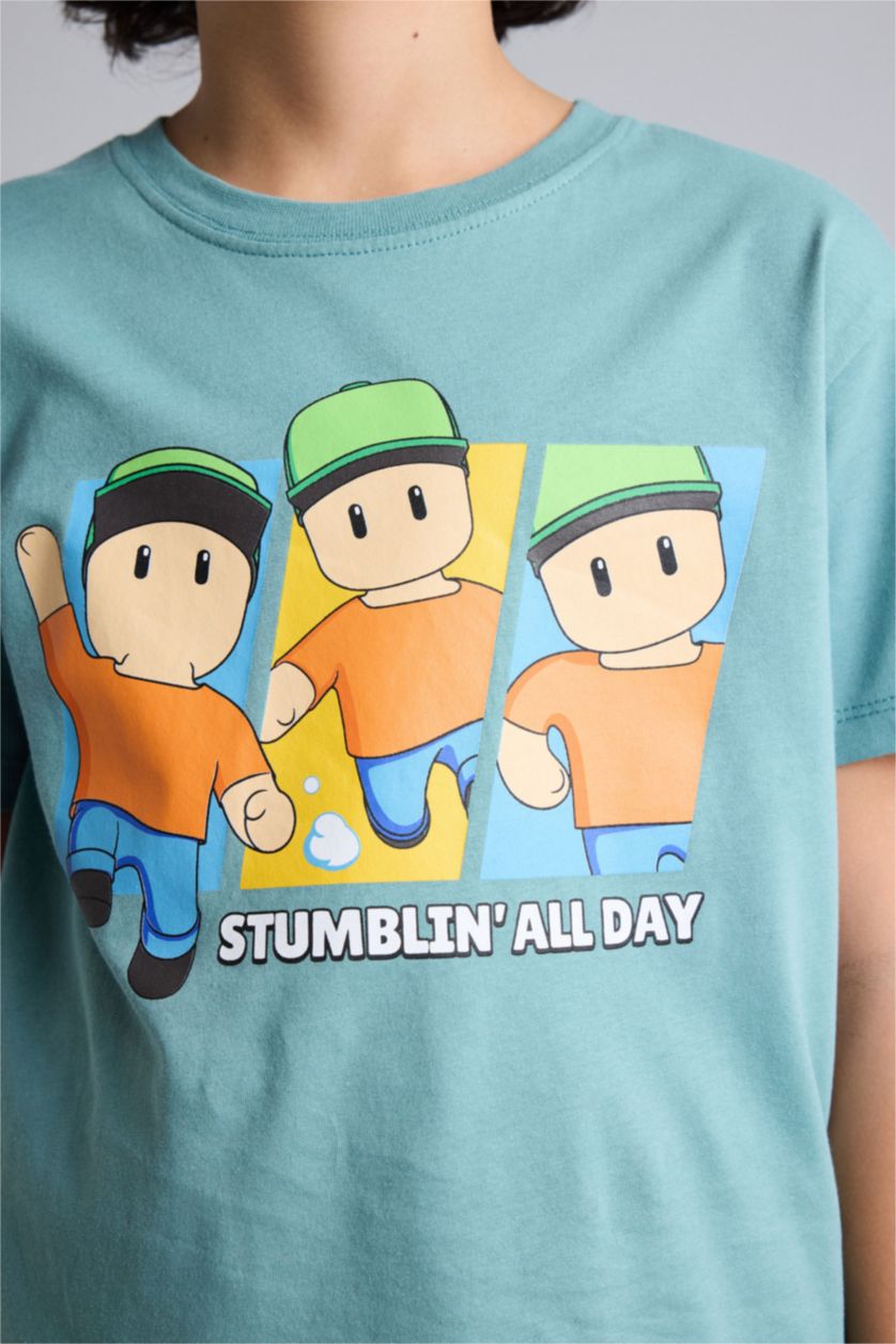 Erkek Çocuk - Genç Erkek Açık Yeşil Stumble Guys 2'li Pijama Takımı Erkek Çocuk