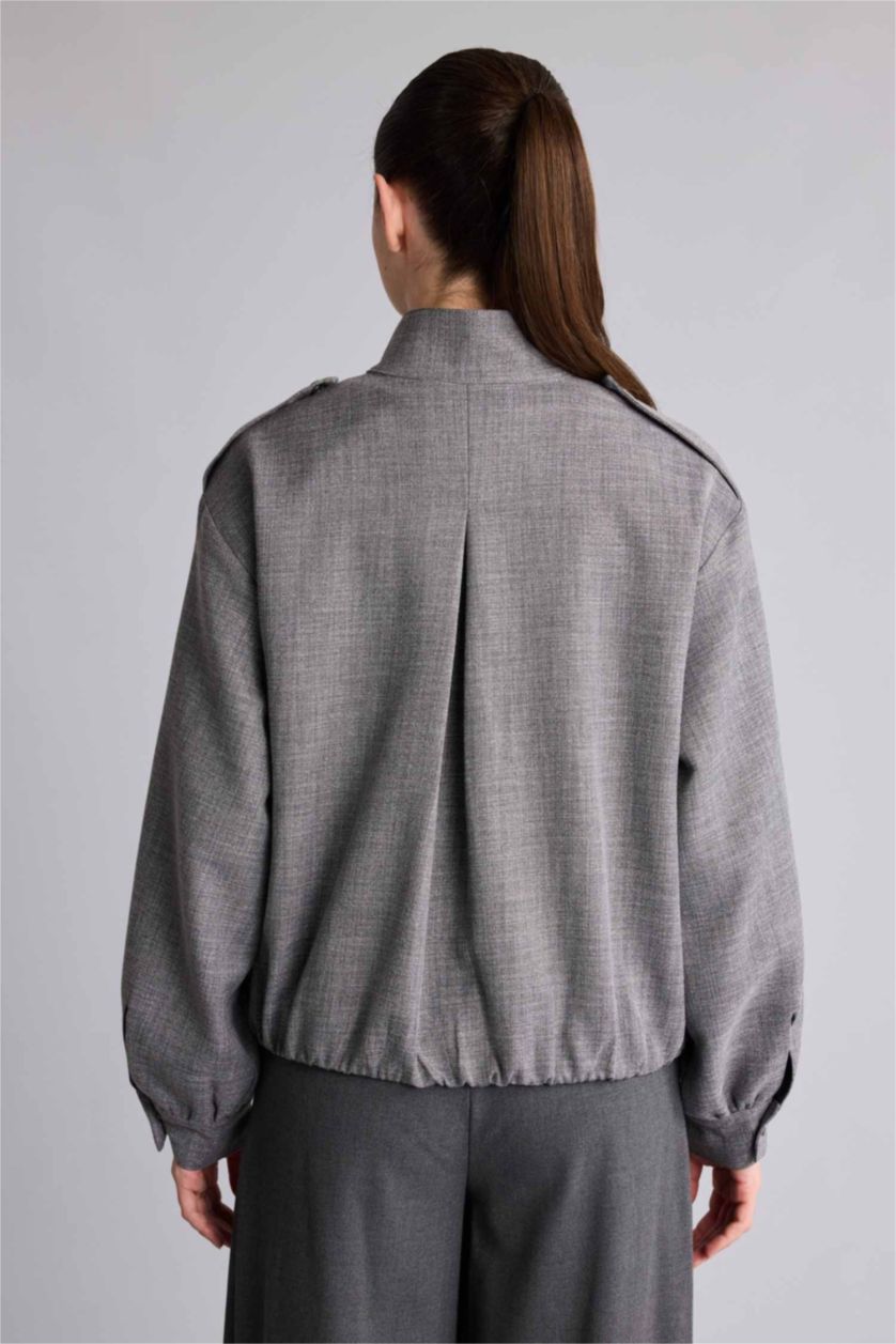 Kadın Gri Dik Yaka Ceket