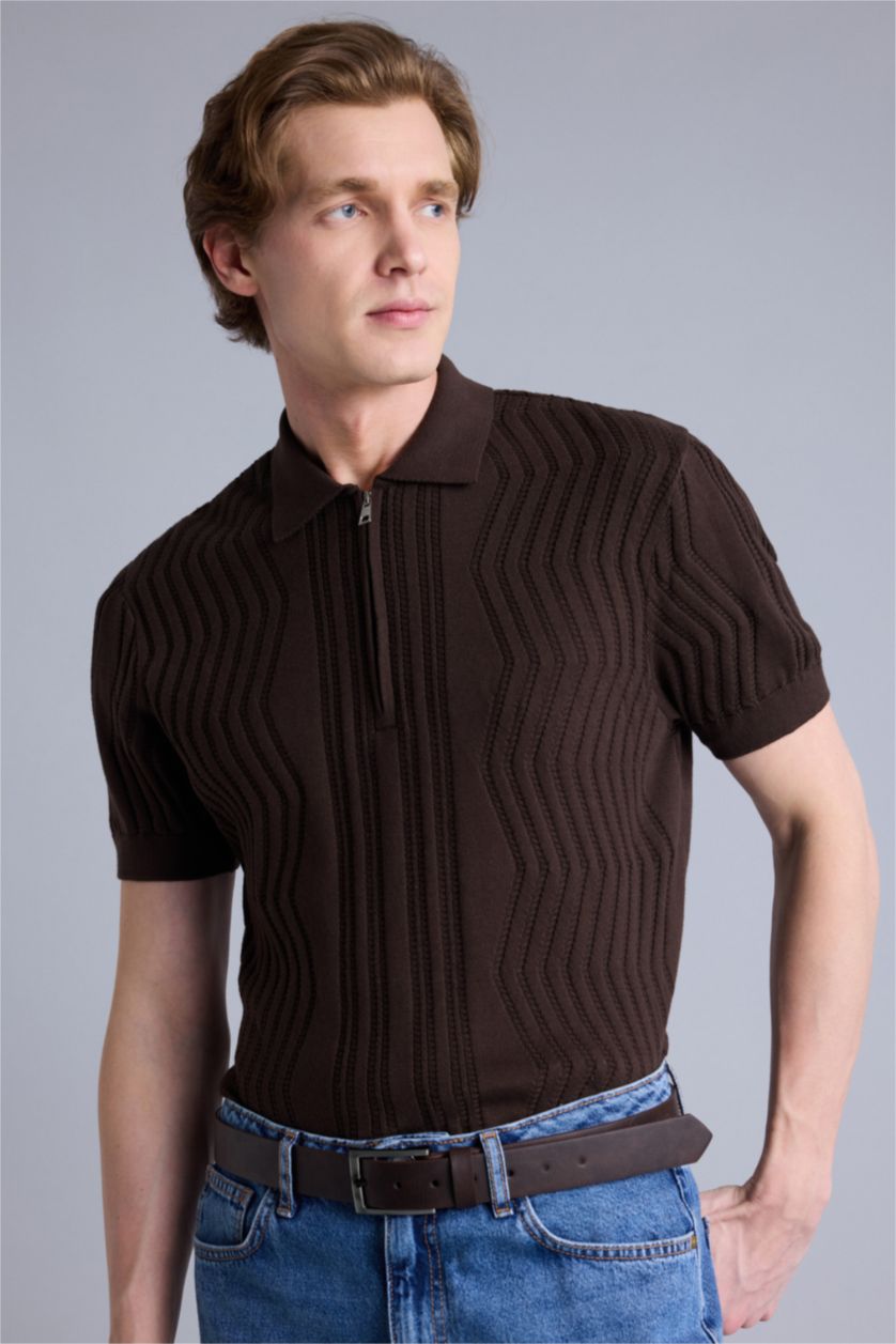 MAN Dark Brown Standard Fit Short Sleeve Polo T-Shirt