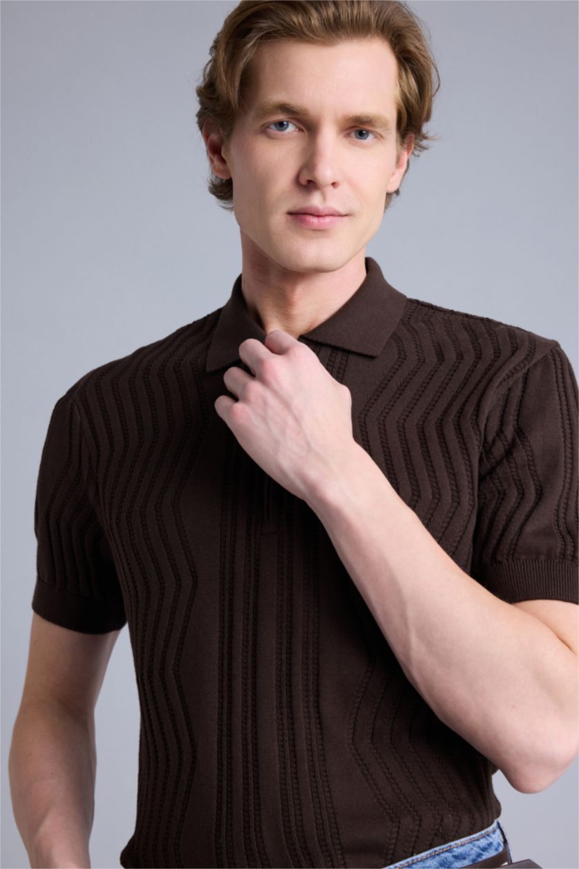 MAN Dark Brown Standard Fit Short Sleeve Polo T-Shirt