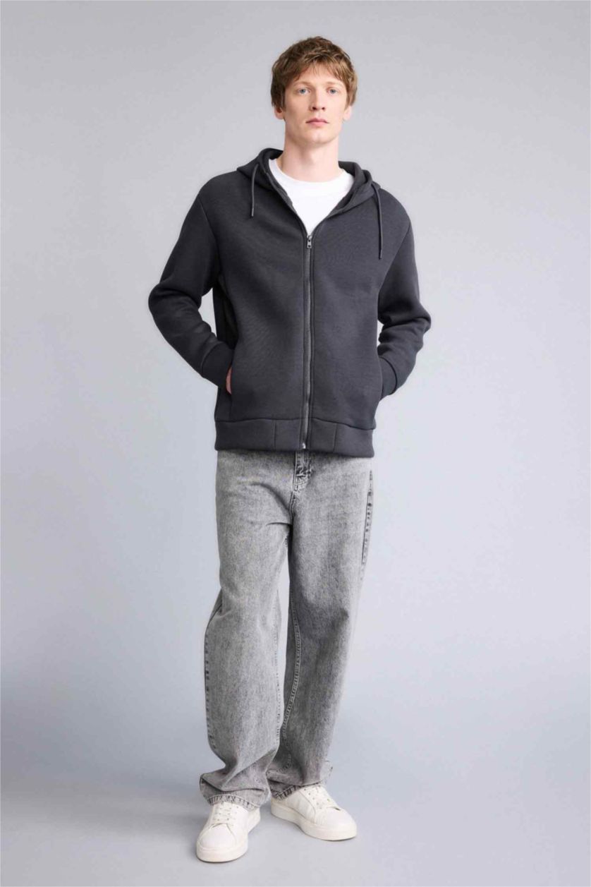 Erkek Antrasit Regular Fıt Hırka