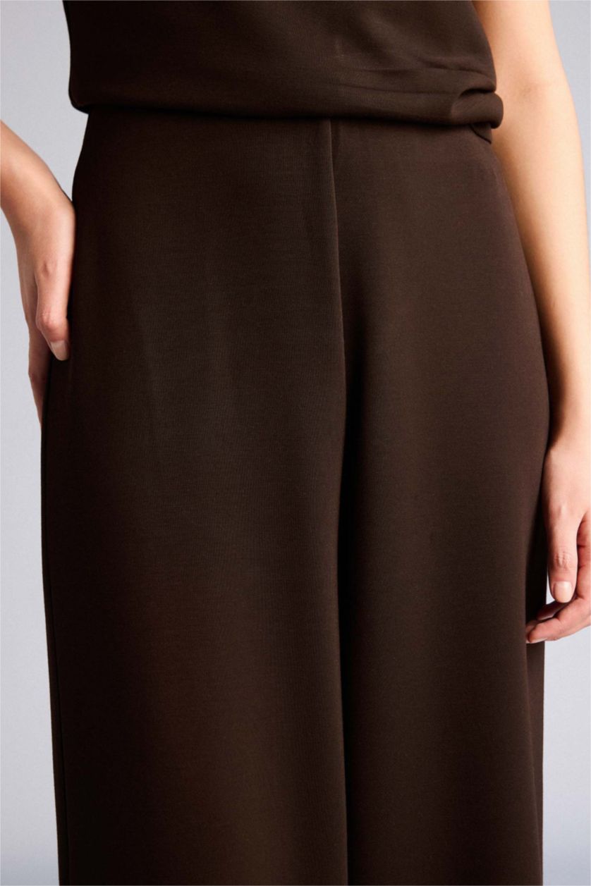 Әйелдерге Қоңыр кең аяқ модаль Шалбар