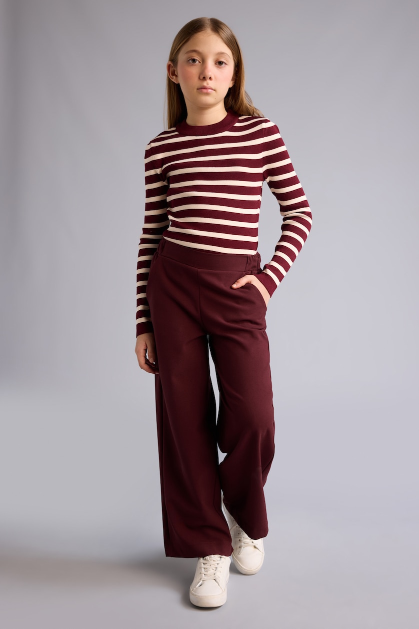 Kız Çocuk - Genç Kız Bordo Wide Leg Geniş Paça Pantolon Kız Çocuk