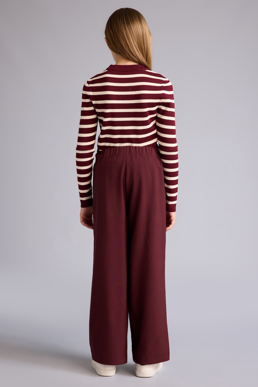Kız Çocuk - Genç Kız Bordo Wide Leg Geniş Paça Pantolon Kız Çocuk