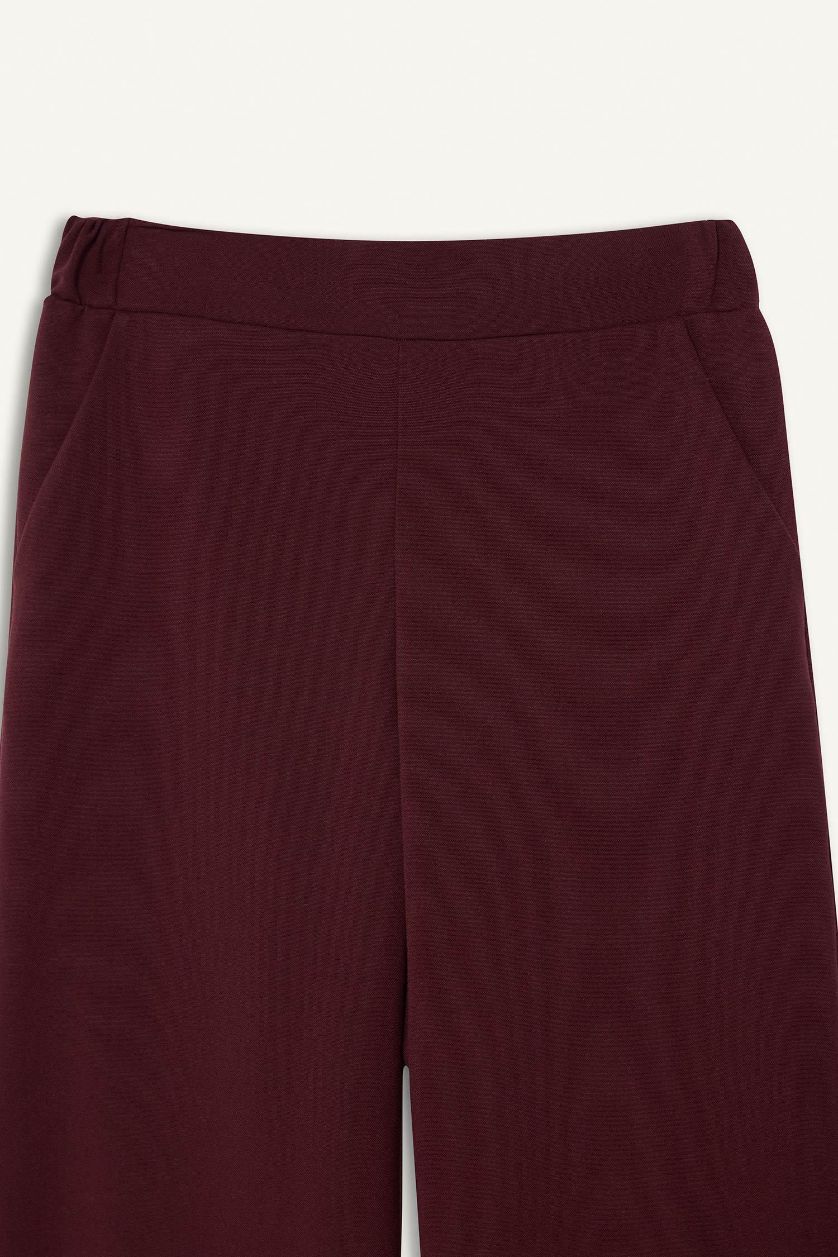 بنات خمري بنطلون وايد ليج برجل واسع بجيب