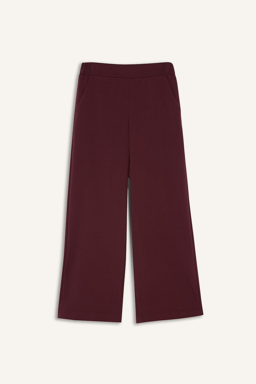 Kız Çocuk - Genç Kız Bordo Wide Leg Geniş Paça Pantolon Kız Çocuk