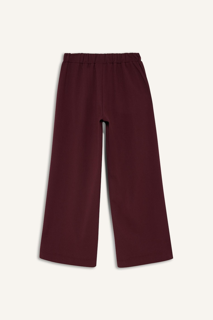 Kız Çocuk - Genç Kız Bordo Wide Leg Geniş Paça Pantolon Kız Çocuk