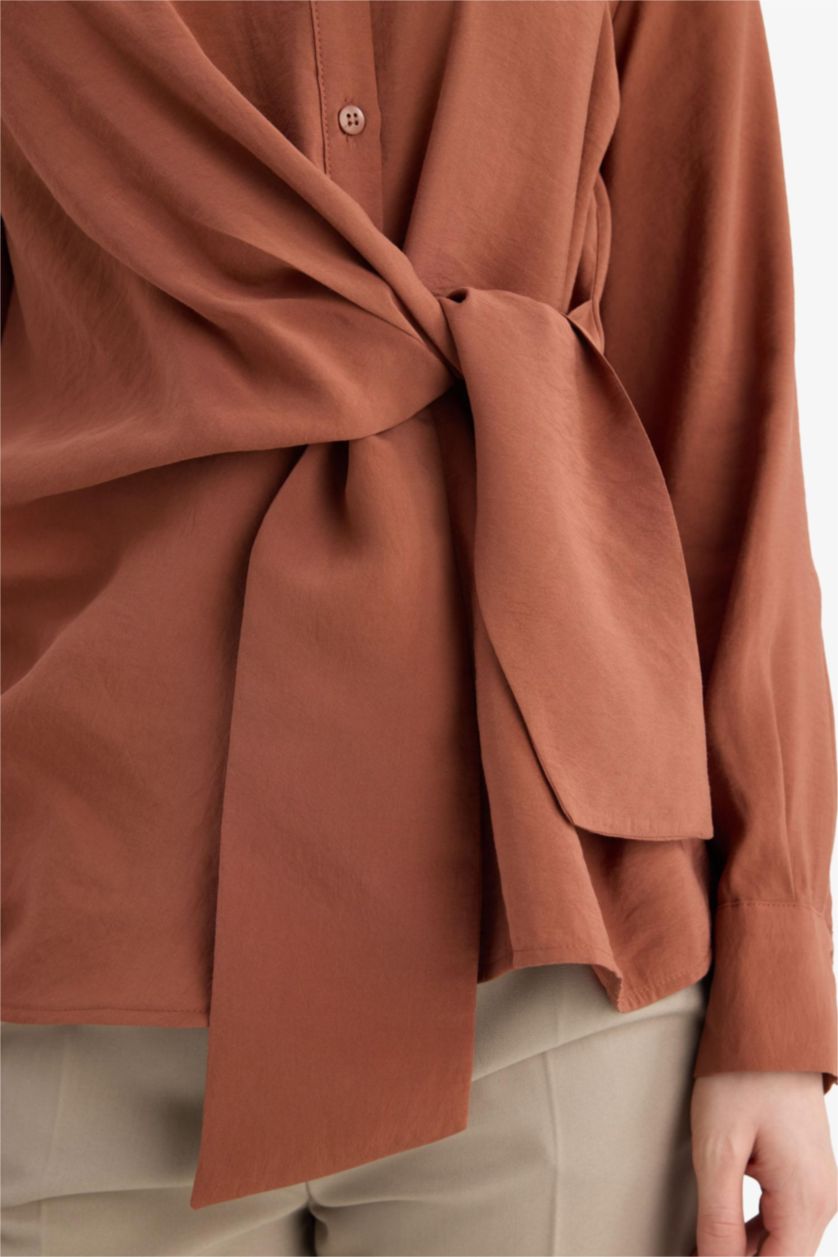 WOMAN Light Brown Relax Fit  Modal Long Sleeve Shirt