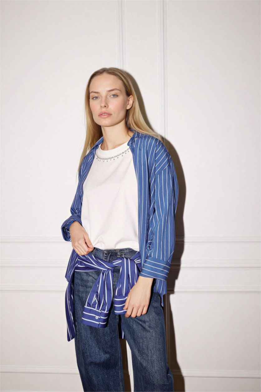 Woman NAVY Relax Fit Long Sleeve Shirt