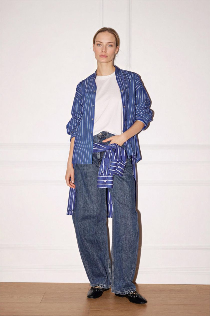 Woman NAVY Relax Fit Long Sleeve Shirt