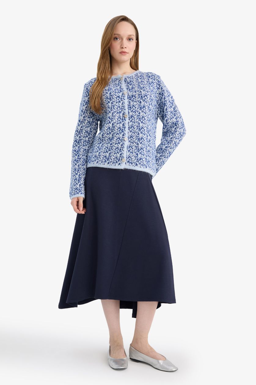 WOMAN NAVY A Cut Skirt