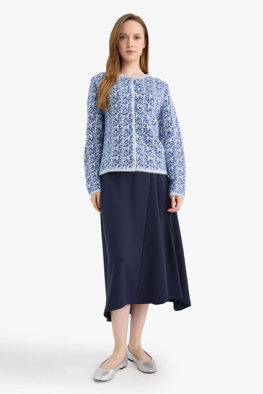 WOMAN NAVY A Cut Skirt