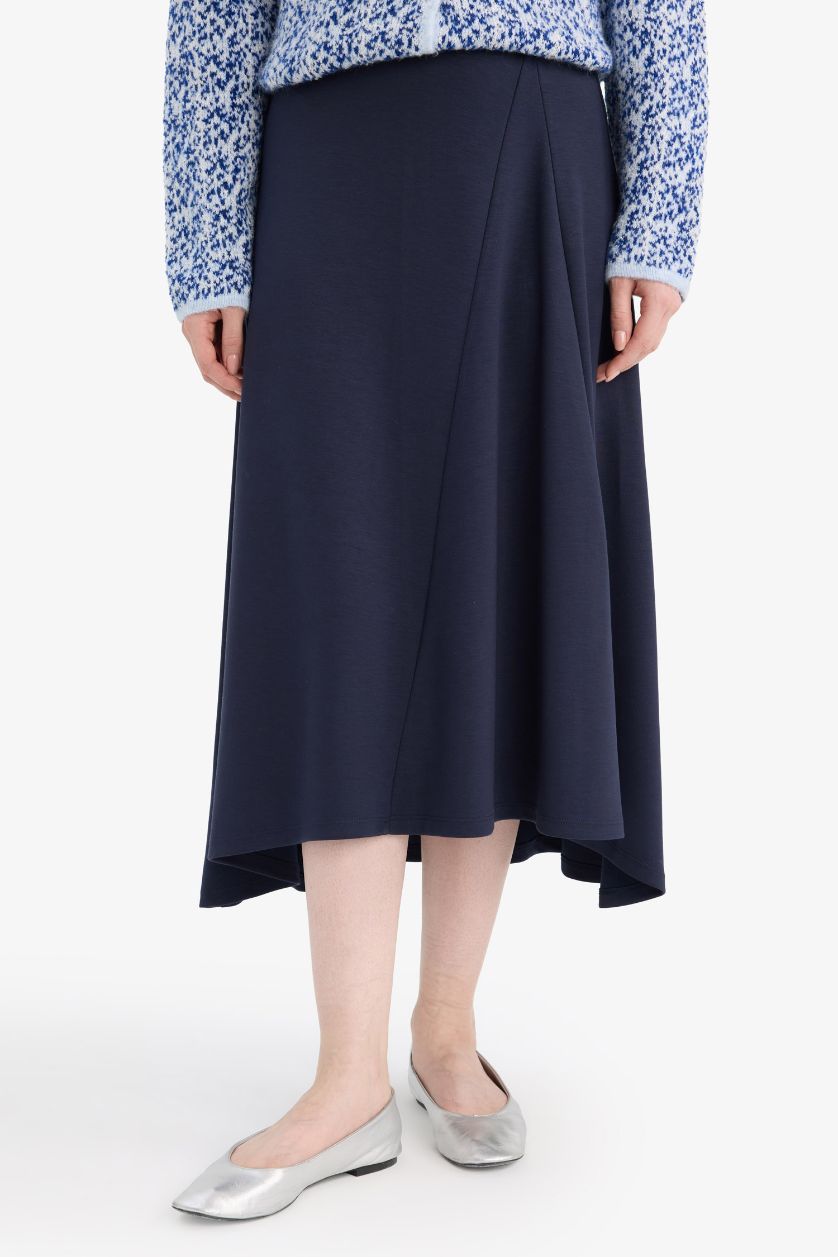 WOMAN NAVY A Cut Skirt