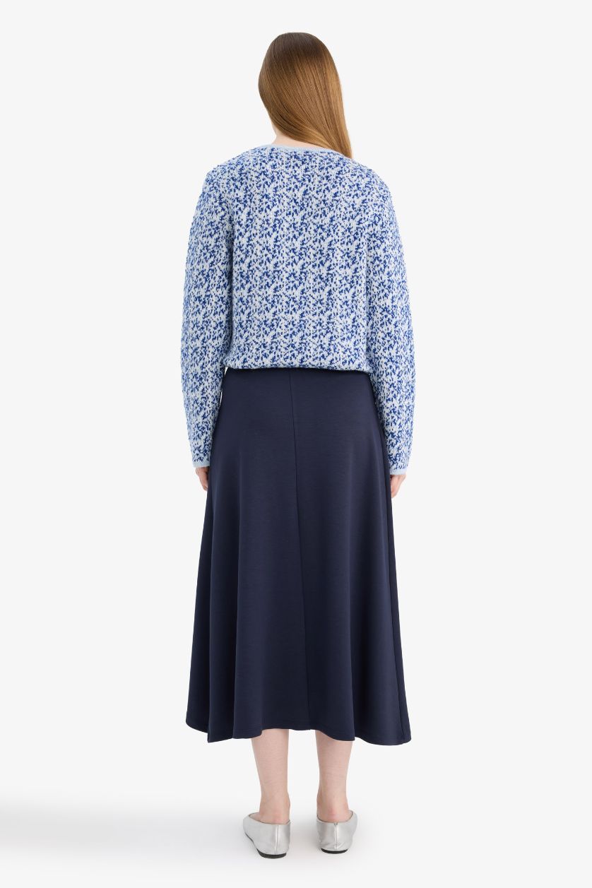 WOMAN NAVY A Cut Skirt