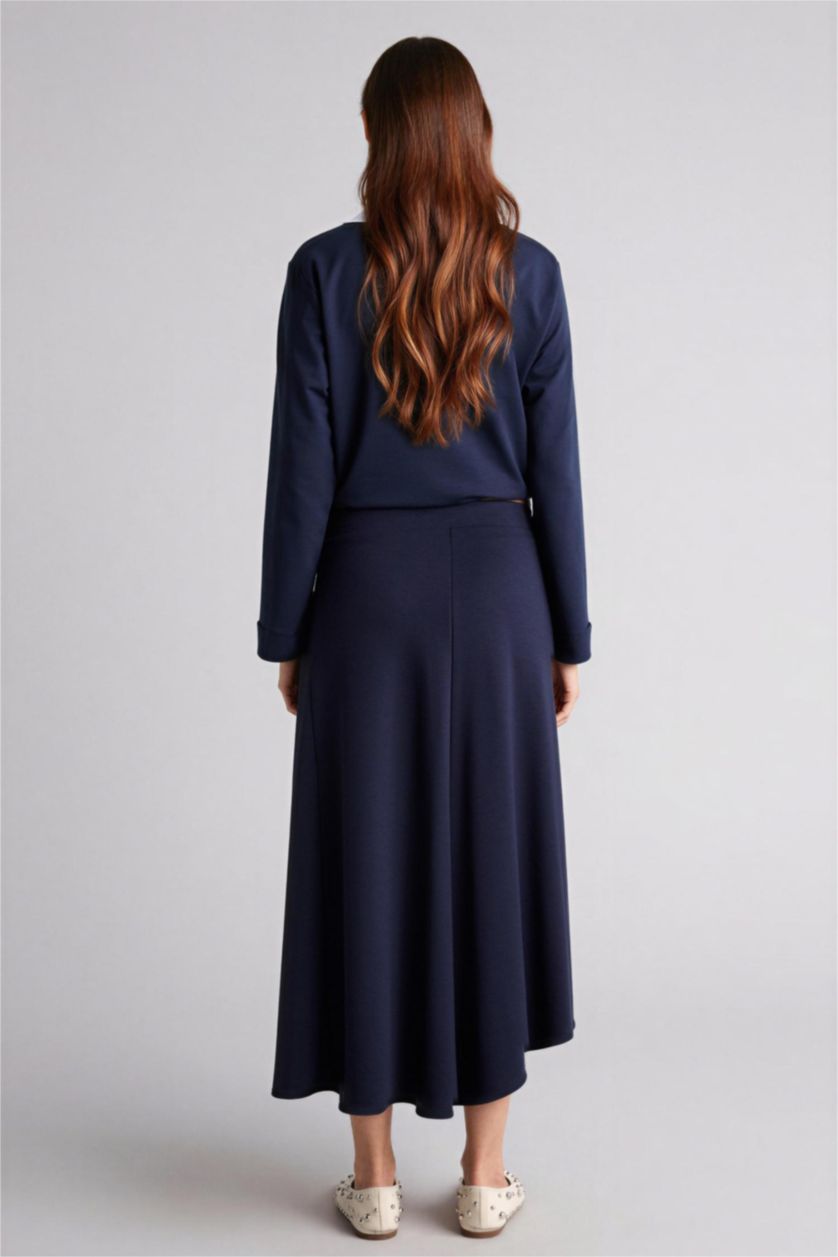 WOMAN NAVY A Cut Skirt