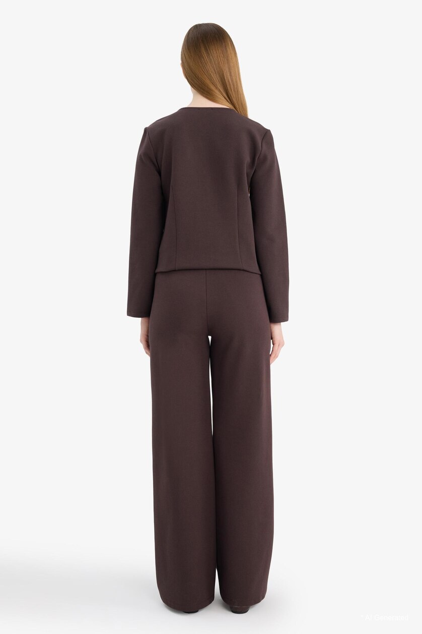 Women Brown Straight Wide Leg Trousers